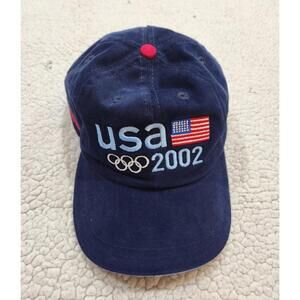 Vintage ROOTS Official Outfitter HAT 2002 Team USA Adjustable O/S Cap Navy blue